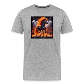 Metall-Pferd - Männer Premium Bio T-Shirt - Grau meliert - Vorne - Damien (186cm)