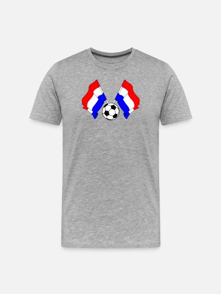 Two Dutch flags with a soccer ball - Men's Premium Organic T-Shirt - heather grey