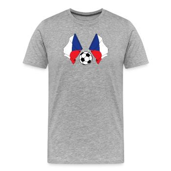 Zwei tschechische Fahnen mit einem Fußball - Männer Premium Bio T-Shirt - Grau meliert - Vorne - Damien (186cm)