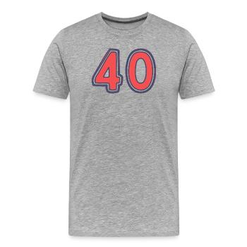 40. 40 ANS. 40e ANNIVERSAIRE. ANNIVERSAIRE 40 ANS. - T-shirt bio Premium Homme - gris chiné - Devant - Damien (186cm)