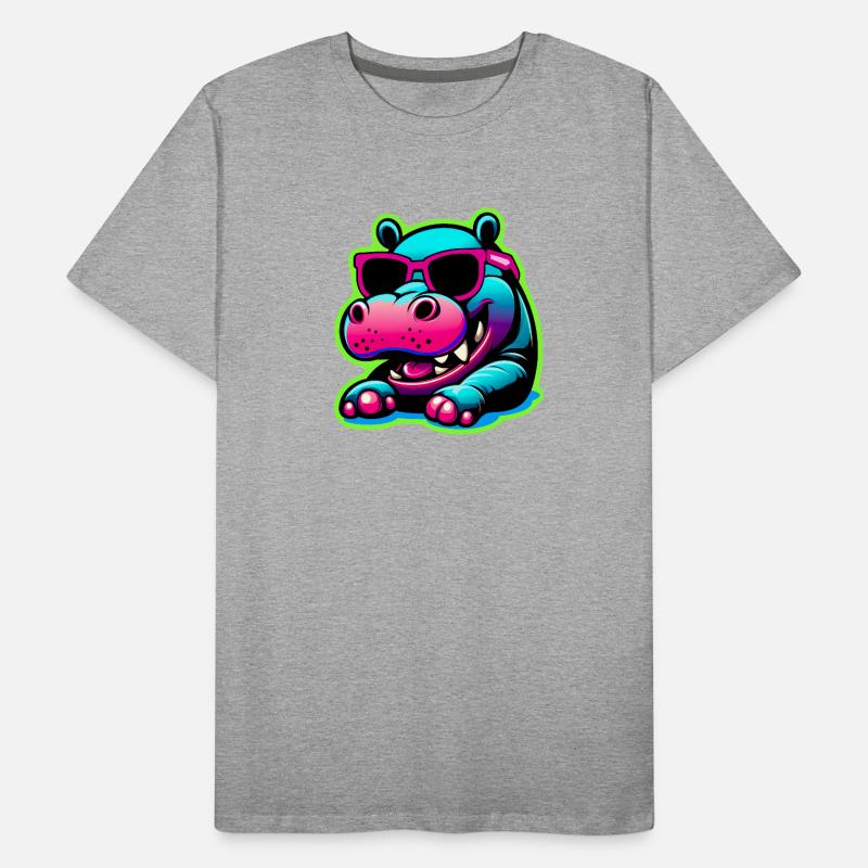 Nilpferd mit Sonnenbrille Männer Premium Bio T-Shirt