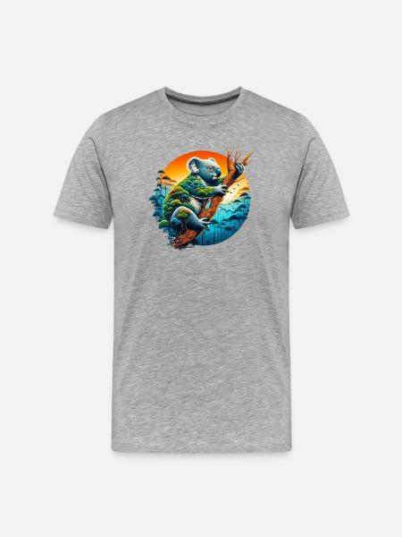Koala - Männer Premium Bio T-Shirt - Grau meliert