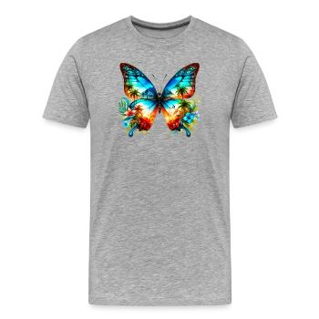 Butterfly - Men's Premium Organic T-Shirt - heather grey - Front - Damien (186cm)