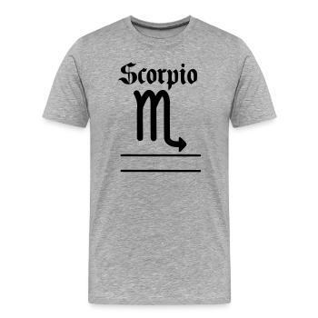 Skorpion Sternzeichen Textbanner - Männer Premium Bio T-Shirt - Grau meliert - Vorne - Damien (186cm)