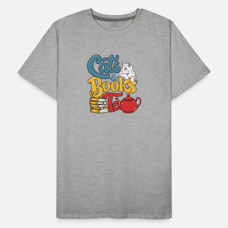 Conception de thème de chats et de livres T-shirt bio Premium Homme