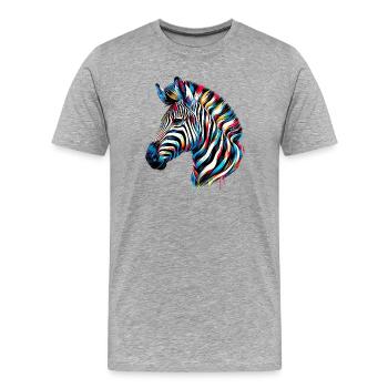 Zebra - Männer Premium Bio T-Shirt - Grau meliert - Vorne - Damien (186cm)