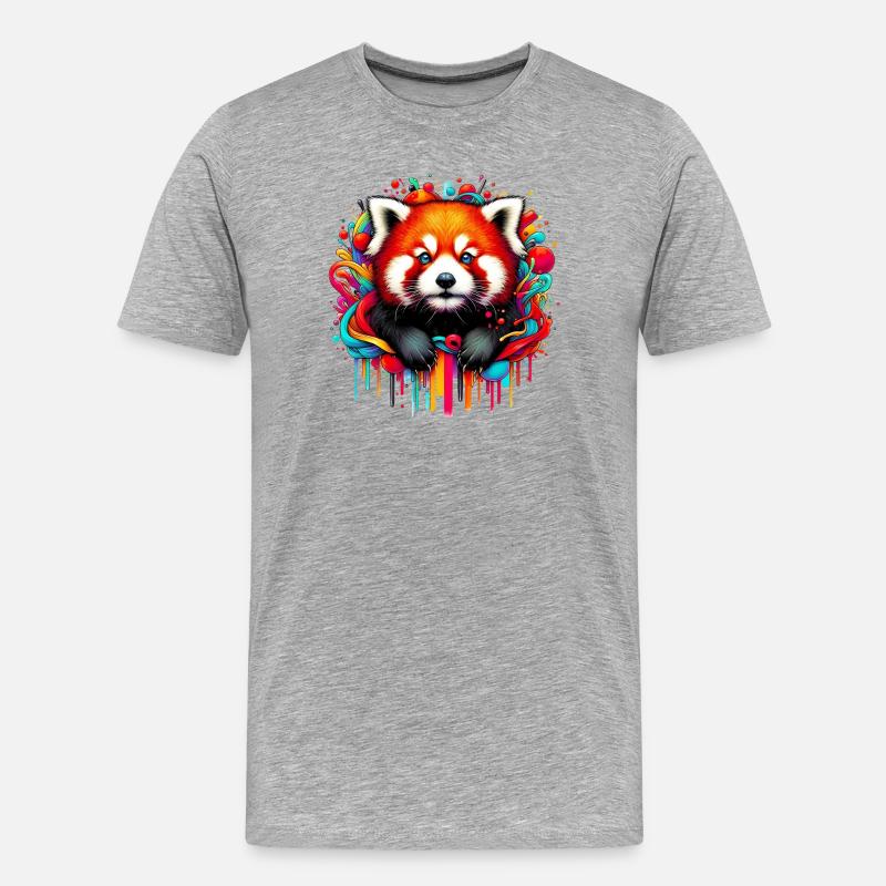 Kleiner Panda - Männer Premium Bio T-Shirt - Grau meliert