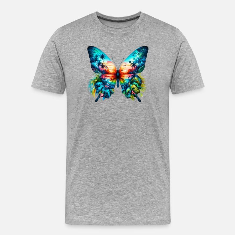 Schmetterling - Männer Premium Bio T-Shirt - Grau meliert