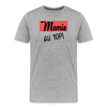 MAMIE - T-shirt bio Premium Homme - gris chiné - Devant - Damien (186cm)