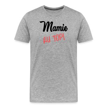 MAMIE - T-shirt bio Premium Homme - gris chiné - Devant - Damien (186cm)
