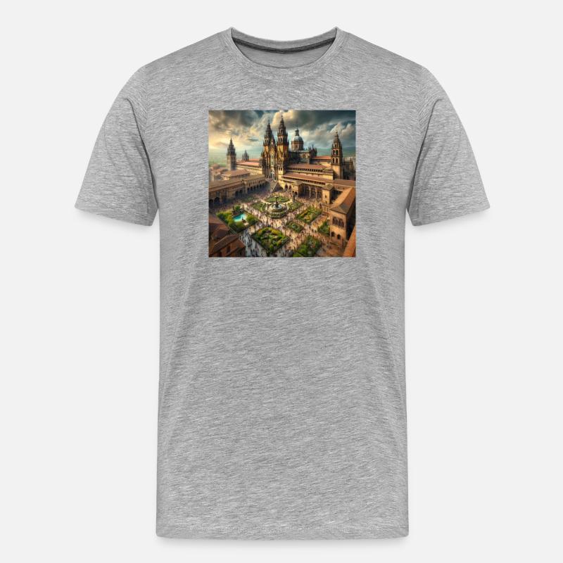 Kathedrale von Santiago - Männer Premium Bio T-Shirt - Grau meliert