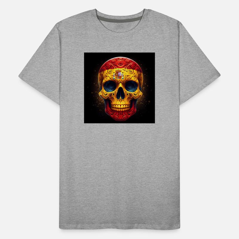 Crâne peint avec le drapeau de l’Espagne T-shirt bio Premium Homme