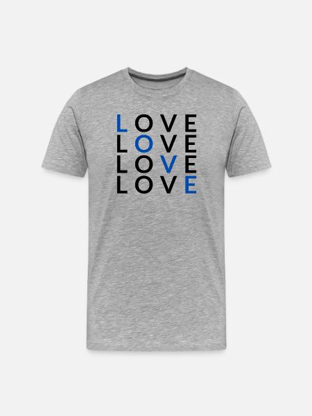 4 LOVE blue - Männer Premium Bio T-Shirt - Grau meliert