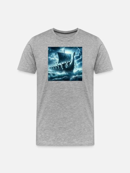 Viking Ship - Men's Premium Organic T-Shirt - heather grey