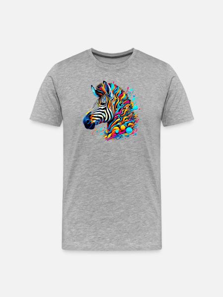 Zebra - Männer Premium Bio T-Shirt - Grau meliert