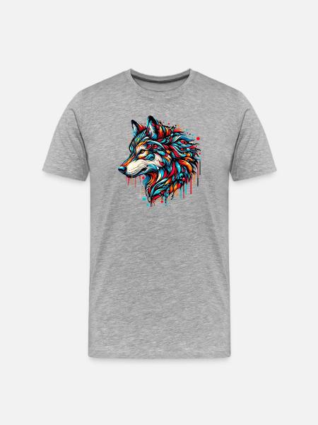 Wolf - Men's Premium Organic T-Shirt - heather grey