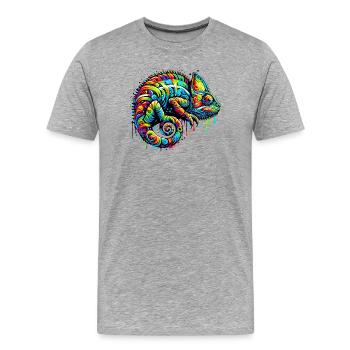 Caméléon - T-shirt bio Premium Homme - gris chiné - Devant - Damien (186cm)