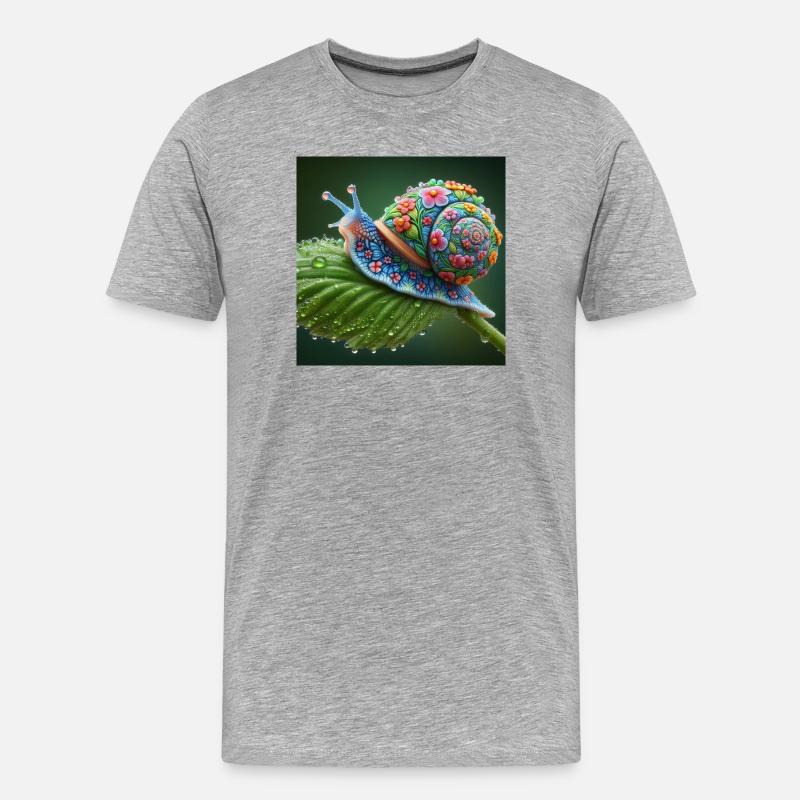 Blühende Schnecke - Männer Premium Bio T-Shirt - Grau meliert