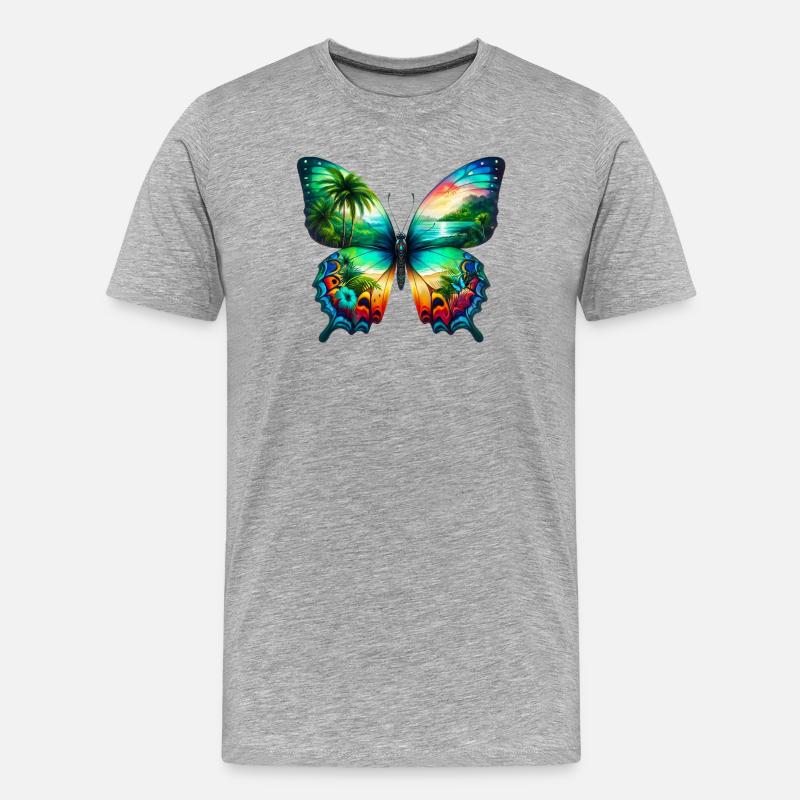 Schmetterling - Männer Premium Bio T-Shirt - Grau meliert