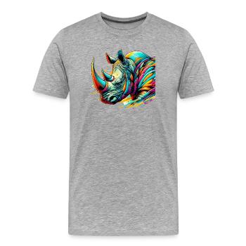 Rhinoceros - Men's Premium Organic T-Shirt - heather grey - Front - Damien (186cm)