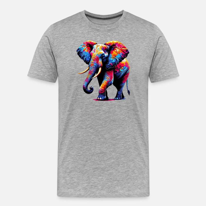 Elefant - Männer Premium Bio T-Shirt - Grau meliert