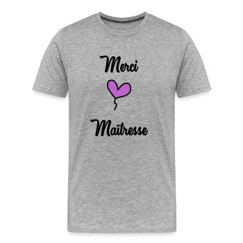 DANKE, HERRIN - Männer Premium Bio T-Shirt - Grau meliert - Vorne - Damien (186cm)