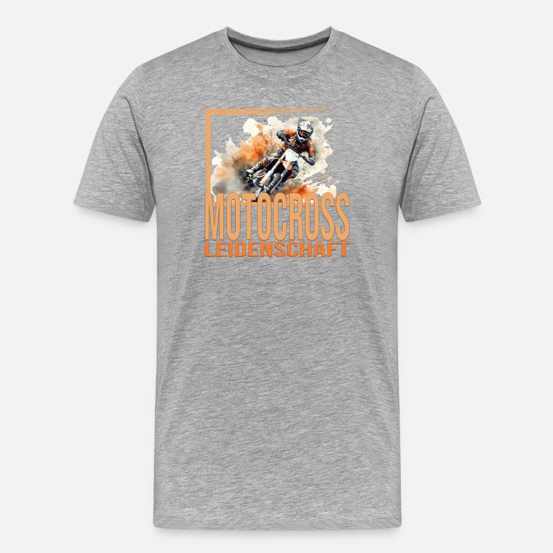 Motocross Leidenschaft - Männer Premium Bio T-Shirt - Grau meliert