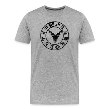 Signe du zodiaque Capricorne dans le cercle des douze signes - T-shirt bio Premium Homme - gris chiné - Devant - Damien (186cm)