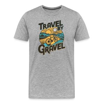 Reisen auf Schotter: Retro-Fahrrad-Sonnenuntergang - Männer Premium Bio T-Shirt - Grau meliert - Vorne - Damien (186cm)