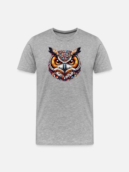 Owl - Men's Premium Organic T-Shirt - heather grey