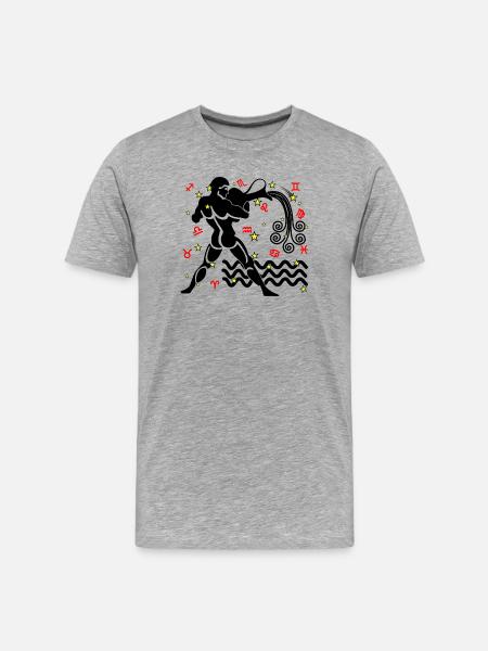 Sternzeichen Stern Logo Wassermann - Männer Premium Bio T-Shirt - Grau meliert