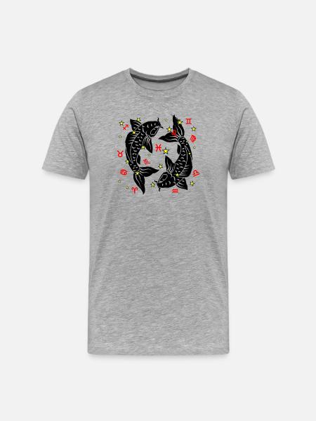 Sternzeichen Stern Logo Fische - Männer Premium Bio T-Shirt - Grau meliert