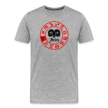 Douze signes du zodiaque signe Bélier Bélier - T-shirt bio Premium Homme - gris chiné - Devant - Damien (186cm)