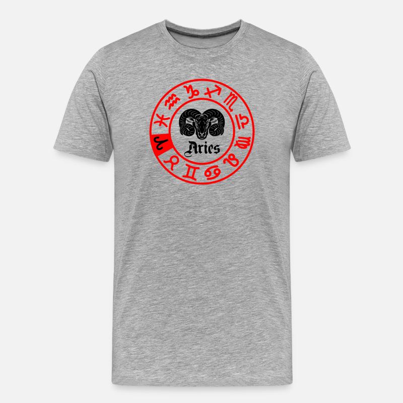 Zwölf Sternzeichen Widder Widder - Männer Premium Bio T-Shirt - Grau meliert