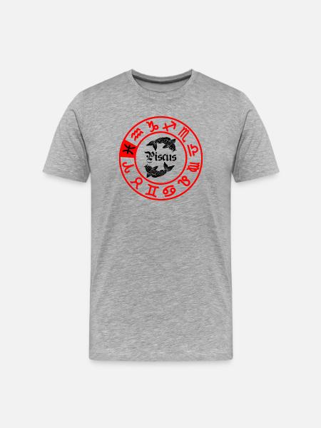 Zwölf Sternzeichen Piscus Piscus - Männer Premium Bio T-Shirt - Grau meliert
