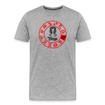 Douze signes du zodiaque signe Vierge Vierge - T-shirt bio Premium Homme - gris chiné - Devant - Damien (186cm)
