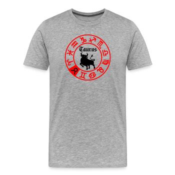 Zwölf Sternzeichen Stier Stier - Männer Premium Bio T-Shirt - Grau meliert - Vorne - Damien (186cm)
