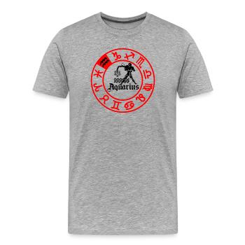 Zwölf Sternzeichen Wassermann Wassermann - Männer Premium Bio T-Shirt - Grau meliert - Vorne - Damien (186cm)