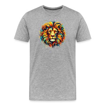 Lion - T-shirt bio Premium Homme - gris chiné - Devant - Damien (186cm)