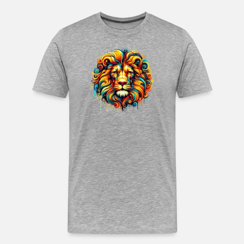 Löwe - Männer Premium Bio T-Shirt - Grau meliert