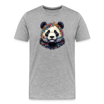 Panda - Männer Premium Bio T-Shirt - Grau meliert - Vorne - Damien (186cm)