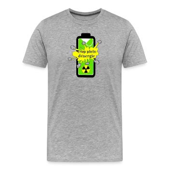 Zu viel Energie - Männer Premium Bio T-Shirt - Grau meliert - Vorne - Damien (186cm)