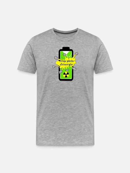 Too much energy - Men's Premium Organic T-Shirt - heather grey