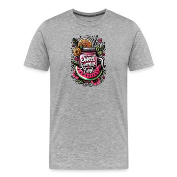 Sommerliche Fruchttrinktasche - Männer Premium Bio T-Shirt - Grau meliert - Vorne - Damien (186cm)