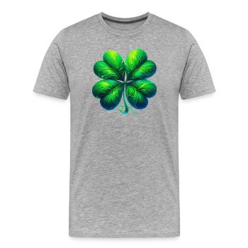 Trèfle à quatre feuilles - T-shirt bio Premium Homme - gris chiné - Devant - Damien (186cm)