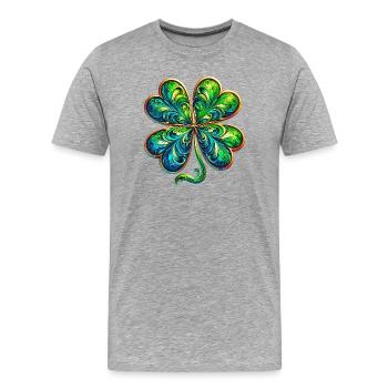 Four-leaf clover - Men's Premium Organic T-Shirt - heather grey - Front - Damien (186cm)