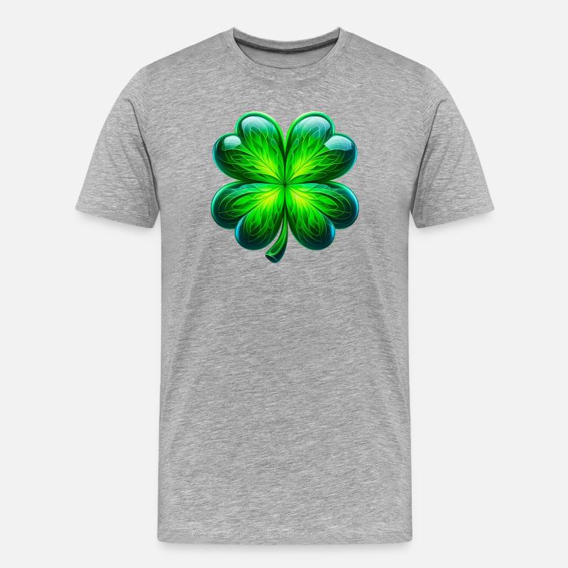 Vierblättriges Kleeblatt - Männer Premium Bio T-Shirt - Grau meliert