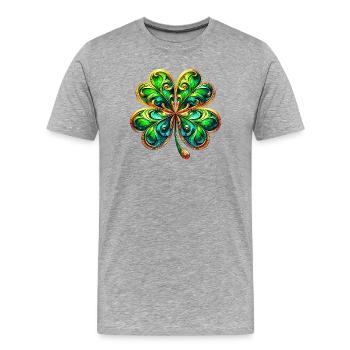 Four-leaf clover - Men's Premium Organic T-Shirt - heather grey - Front - Damien (186cm)
