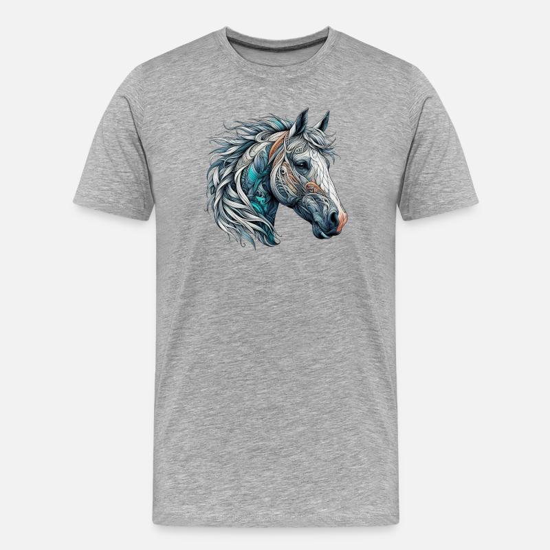 Pferd - Männer Premium Bio T-Shirt - Grau meliert