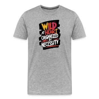 Wild im Herzen Organisation T-Shirt - Männer Premium Bio T-Shirt - Grau meliert - Vorne - Damien (186cm)